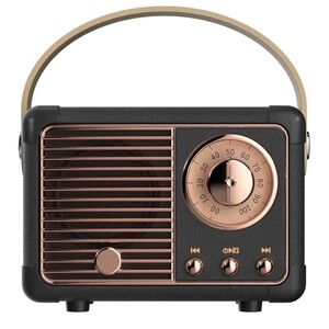 Retro Portable Bluetooth Speaker in Rose Gold and Black